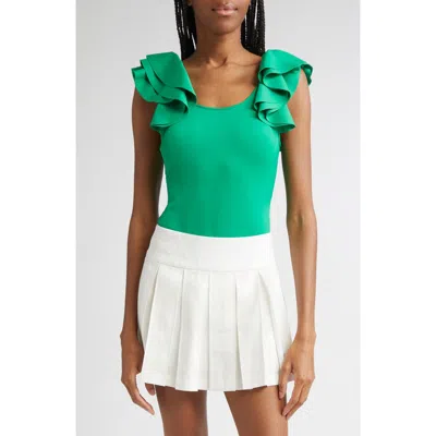 ALICE AND OLIVIA ALICE + OLIVIA TAWNY RUFFLE SLEEVE BODYSUIT