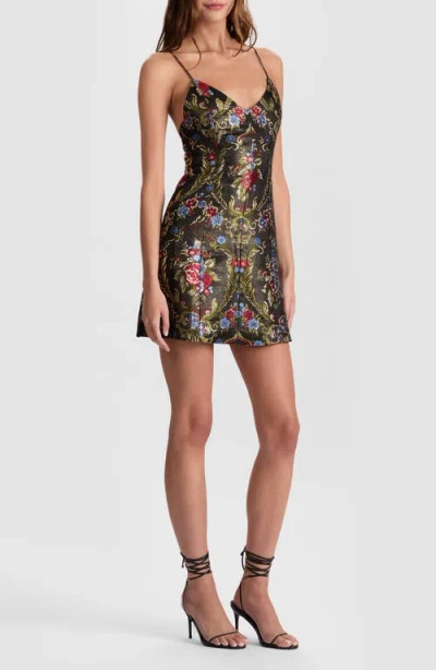 ALICE AND OLIVIA ALICE + OLIVIA TAYLA FLORAL JACQUARD LANTERN MINIDRESS