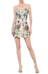 Alice And Olivia Tayla Structured Lantern Mini Dress In Off White Multi