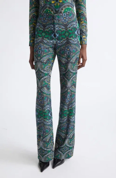Alice And Olivia Alice + Olivia Teeny Fit & Flare Bootcut Pants In Bon Voyage Deep Emerald