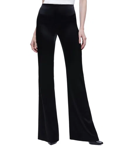Alice And Olivia Teeny Flared Satin Trousers In Black