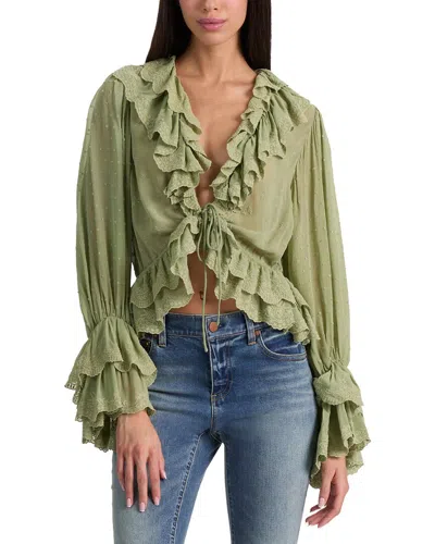 Alice And Olivia Tenney Cropped Blouse In Green