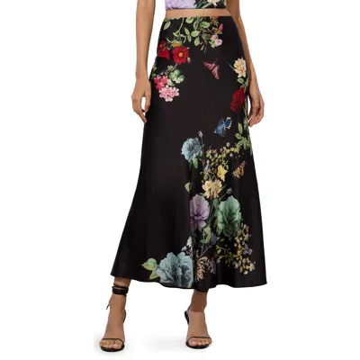 Alice And Olivia Alice + Olivia Terese Floral Satin Maxi Skirt In Multi