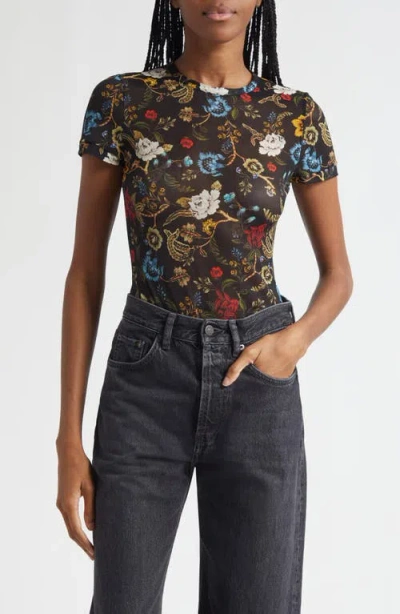 Alice And Olivia Tess Crewneck Tee In Brown