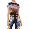 Alice And Olivia Tess Crewneck Mesh Tee In Garden Brunch Black