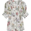 Alice And Olivia Alice + Olivia Thalia Floral Cotton & Silk Button-up Top In Sweet Nothings