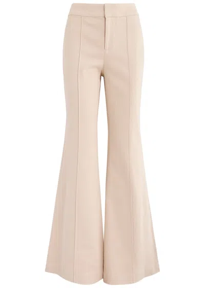Alice And Olivia Teeny Vegan Leather Side Slit Pant In Almond