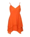 Alice And Olivia Alice + Olivia Tiered Mini Dress In Orange Silk In Orange