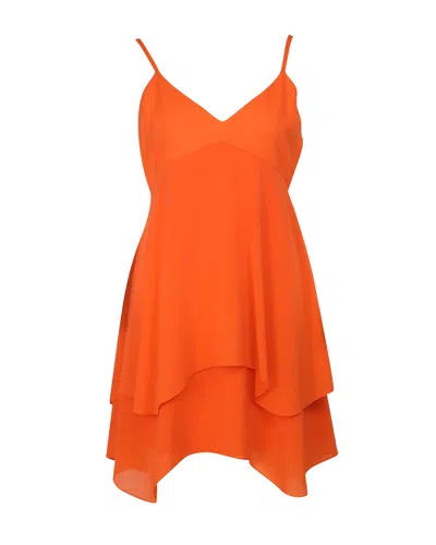 Alice And Olivia Alice + Olivia Tiered Mini Dress In Orange Silk