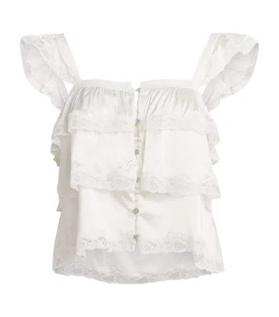 Alice And Olivia Alice+olivia Tiered Sylvie Blouse In Ivory