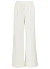 Alice And Olivia Dylan High Waist Wide Leg Pants In Ecru Vegan Leather In Off White