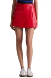 Alice And Olivia Toni Vegan Leather Asymmetrical Pleated Skirt Perfect Ruby