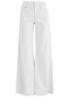 Alice And Olivia Dylan High Waist Wide Leg Pants In Ecru Vegan Leather In Off White