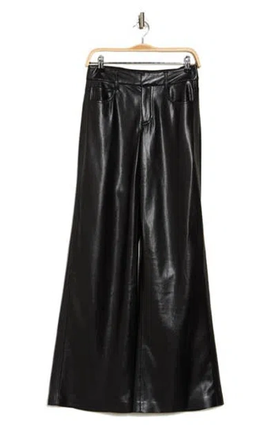 Alice And Olivia Olivia Vegan Leather Wide Leg Flare Pant In Black