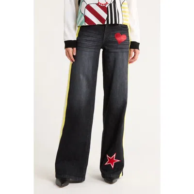 Alice And Olivia Alice + Olivia Trish Ultra Low Rise Baggy Jeans In Black