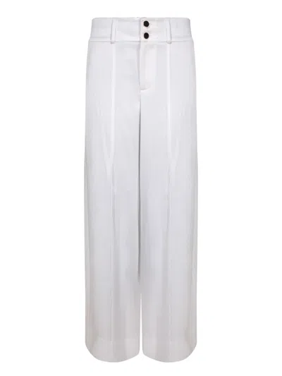 Alice And Olivia White Wide Leg Satin Trousers