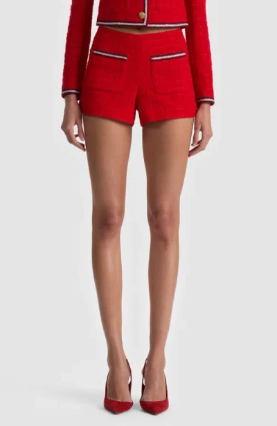 Alice And Olivia Troy Tweed Shorts In Red