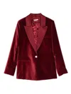 Alice And Olivia Velvet Single-breasted Jacket In Red