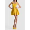 Alice And Olivia Vera Fit And Flare Mini Dress Golden Hour In Gold