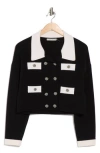 Alice And Olivia Alice + Olivia Verdell Wool Blend Sweater Jacket In Black