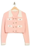 Alice And Olivia Verdell Wool-blend Sweater Jacket In Pearl Blush/soft White