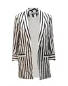 Alice And Olivia Alice + Olivia Vertical Striped Blazer In Black And White Cotton In White