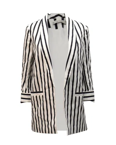 Alice And Olivia Alice + Olivia Vertical Striped Blazer In Black And White Cotton