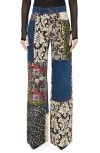 Alice And Olivia Weezy Mixed Media High Rise Wide Leg Jeans In Denim Multi