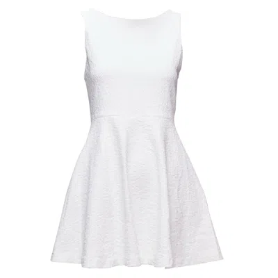 Pre-owned Alice And Olivia Alice Olivia White Cotton Blend Baroque Jacquard Fit Flared Dress Us2 S