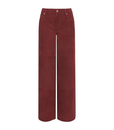 Alice And Olivia Alice+olivia Wide Amazing Suede Trousers In Burgundy