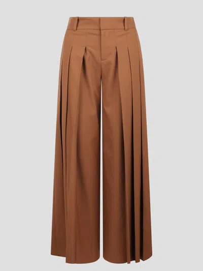 Alice And Olivia Alice Olivia Wide-leg Trousers With Pleats In Brown
