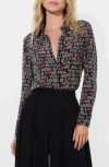 Alice And Olivia X The Beatles All You Need Is Love Willa Silk Placket Top