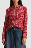 Alice And Olivia Chess-print Piped Shirt In Red