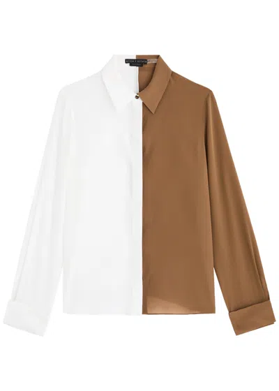 Alice And Olivia Alice + Olivia Willa Colorblock Silk Button-up Shirt In Fa01