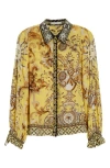 Alice And Olivia Willa Printed Crepe Tie-sleeve Blouse In Lisboa Lemon Meringue
