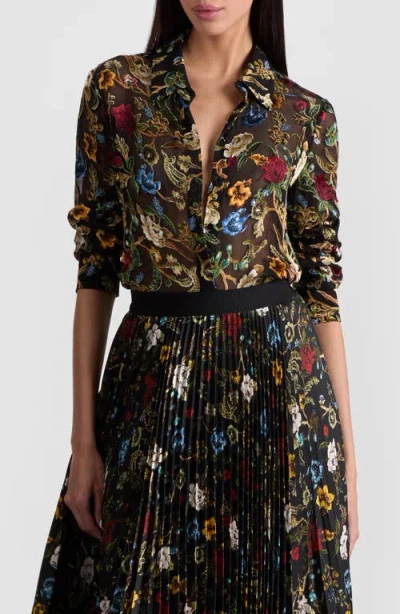 ALICE AND OLIVIA ALICE + OLIVIA WILLA FLORAL BUTTON-UP SHIRT