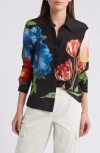 ALICE AND OLIVIA ALICE + OLIVIA WILLA FLORAL SILK BUTTON-UP SHIRT