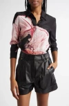 Alice And Olivia Alice + Olivia Willa Floral Silk Button-up Shirt In Luna Floral