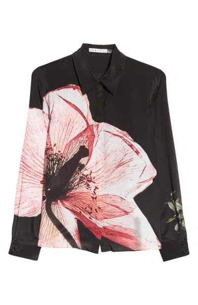 Alice And Olivia Alice + Olivia Willa Floral Silk Button-up Shirt In Luna Floral