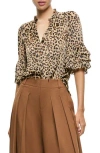 Alice And Olivia Julius Tiered Sleeve Tunic Top In Leopard Love