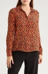 Alice And Olivia Alice + Olivia Willa Long Sleeve Silk Button-up Shirt In Brown