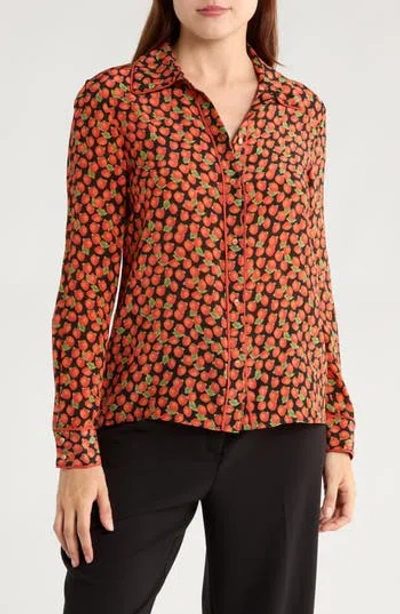 Alice And Olivia Alice + Olivia Willa Long Sleeve Silk Button-up Shirt