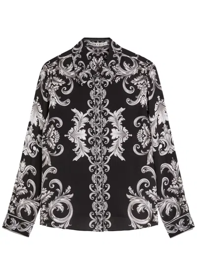 Alice And Olivia Alice + Olivia Willa Patterned Silk Shirt In Black
