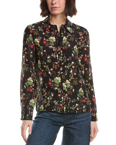 Alice And Olivia Floral-print Cotton And Silk-blend Blouse In Black