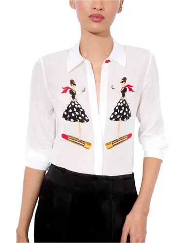ALICE AND OLIVIA ALICE + OLIVIA WILLA PLACKET SILK TOP