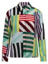 Alice And Olivia Willa Placket Top Sorbet Stripe