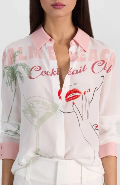 Alice And Olivia Alice + Olivia Willa Print Silk Button-up Shirt In Multi
