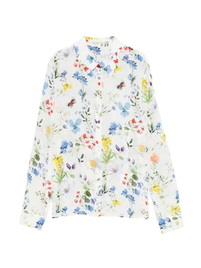 Alice And Olivia Alice + Olivia Willa Printed Blouse In White