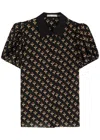 Alice And Olivia Alice + Olivia Willa Printed Silk Blouse In Black