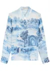 Alice And Olivia Willa Placket Blouse In Blue